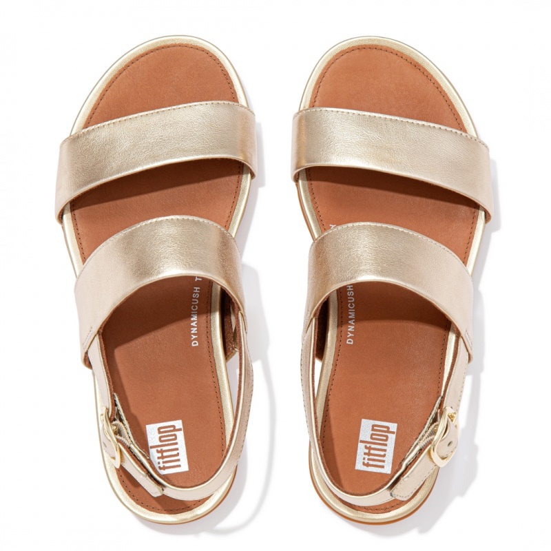 Gold Fitflop Gracie Leather Women's Back-Strap Sandals | UAE-1698-ZSOAW