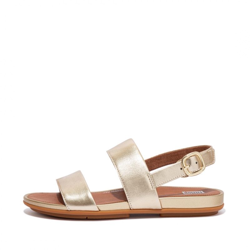 Gold Fitflop Gracie Leather Women\'s Back-Strap Sandals | UAE-1698-ZSOAW