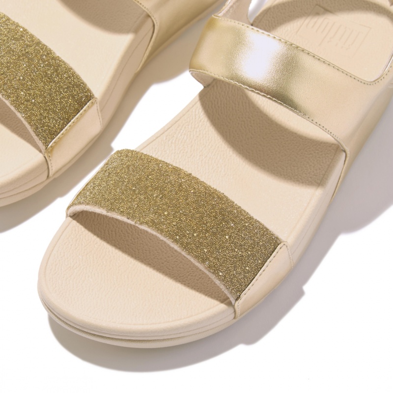 Gold Fitflop Lulu Microfibre Faux Leather (Pu) Women's Back-Strap Sandals | UAE-5162-JEYTW