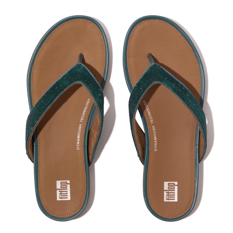 Grey Blue Fitflop Gracie Microfibre Women's Flip Flops | UAE-1837-MEHRC