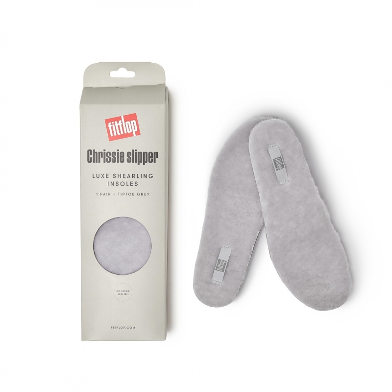 Grey Fitflop Chrissie Shearling Slippers Women's Insoles | UAE-4736-VHQWB