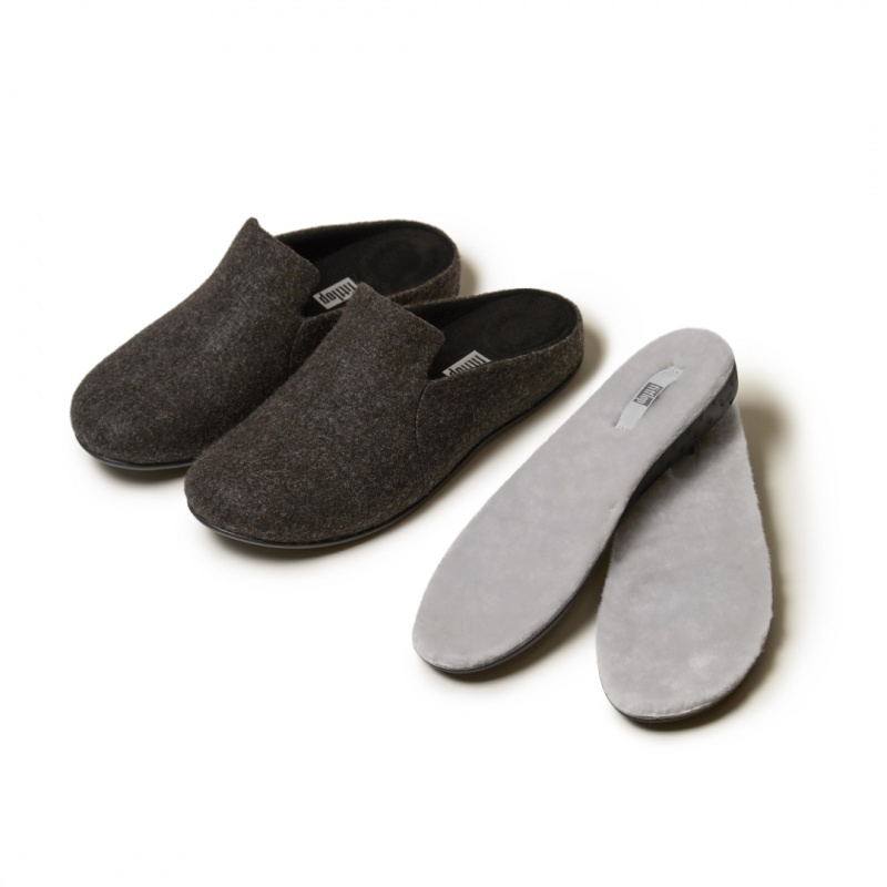 Grey Fitflop Chrissie Shearling Slippers Women\'s Insoles | UAE-4736-VHQWB