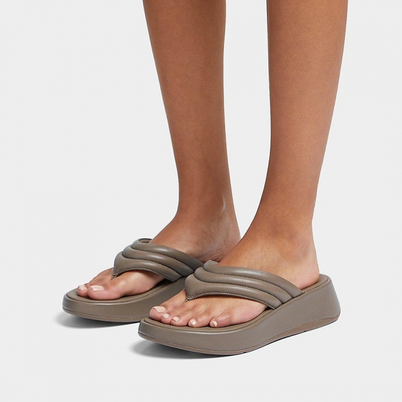 Grey Fitflop F-Mode Toe Thongs Women's Thongs | UAE-3817-ZSJDA