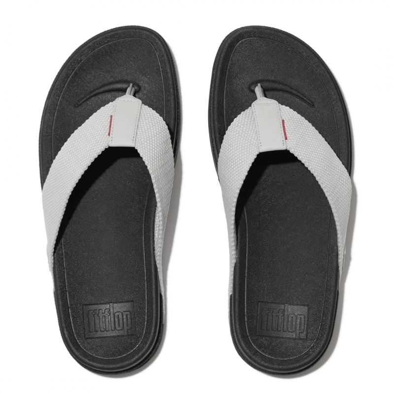 Grey Fitflop Surfer Polyester Men's Toe-Post Sandals | UAE-9458-EAWHO