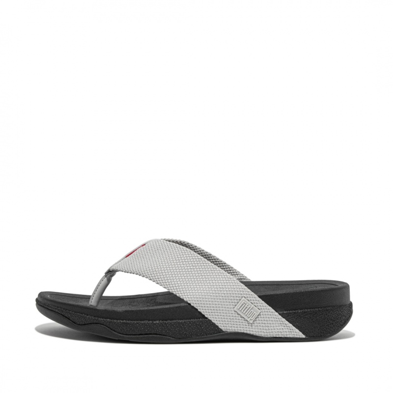 Grey Fitflop Surfer Polyester Men\'s Toe-Post Sandals | UAE-9458-EAWHO