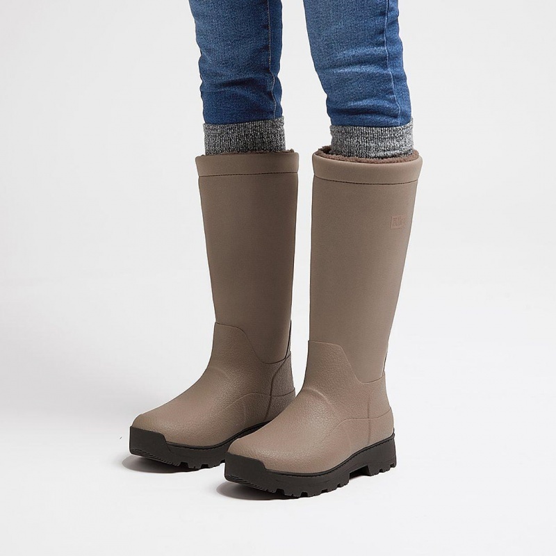 Grey Fitflop Wonderwelly Atb Natural Mix Welly Women's Rubber Boots | UAE-8459-VKBEC