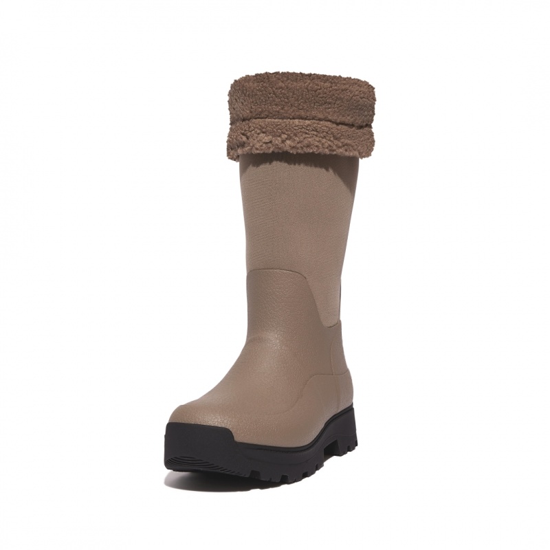 Grey Fitflop Wonderwelly Atb Natural Mix Welly Women's Rubber Boots | UAE-8459-VKBEC