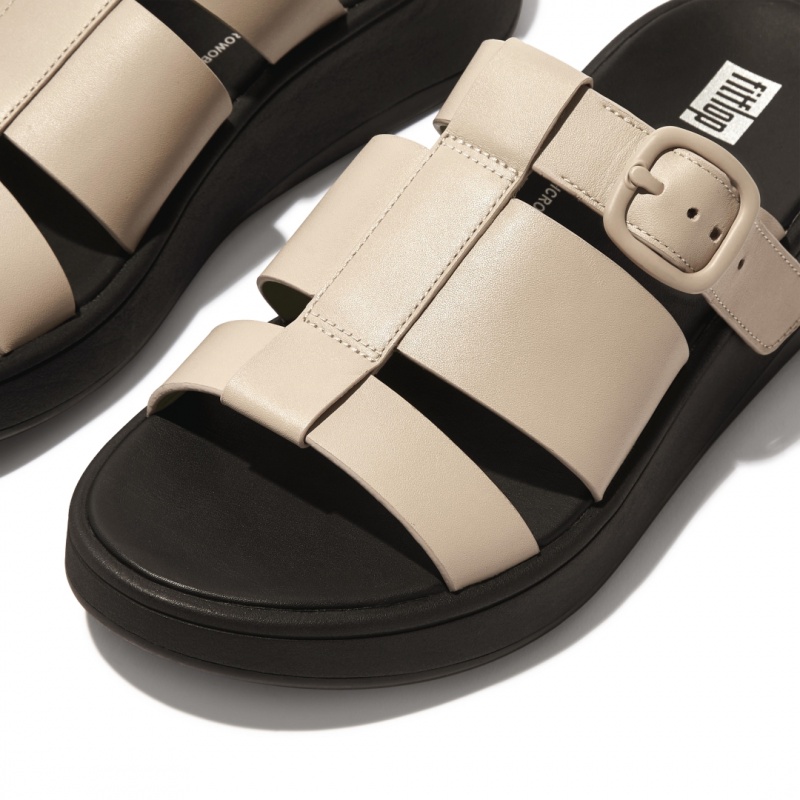 Grey / Yellow Fitflop F-Mode Slides Women's Slides | UAE-2536-IBEQY