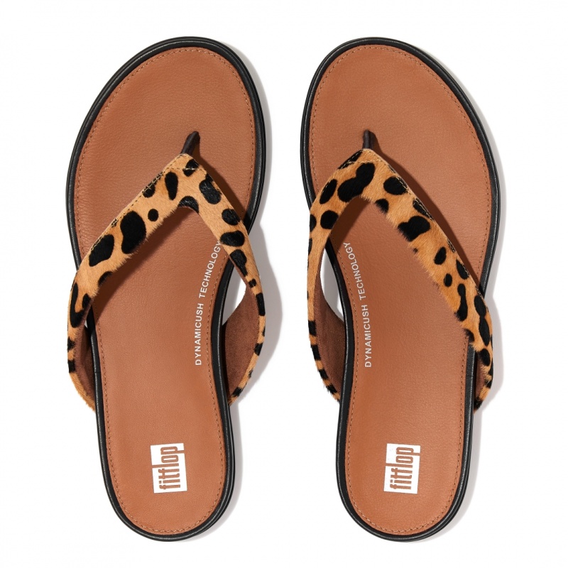 Leopard Fitflop Gracie Leopard Print Women's Flip Flops | UAE-0192-SGQCO