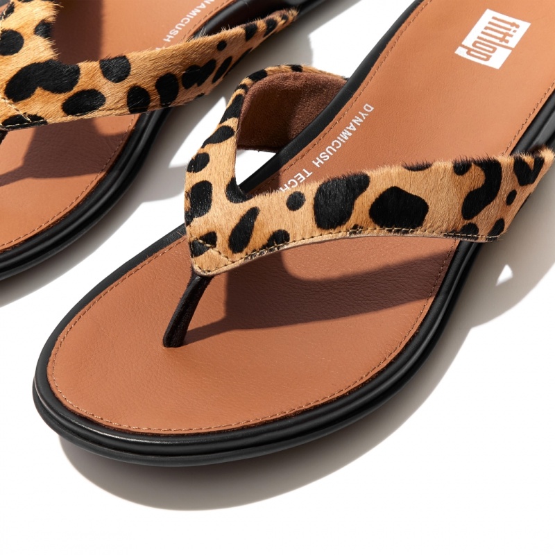 Leopard Fitflop Gracie Leopard Print Women's Flip Flops | UAE-0192-SGQCO