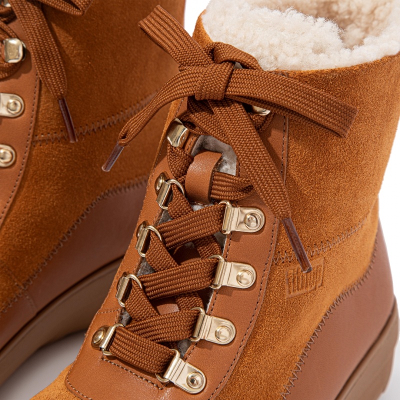 Light Brown Fitflop Mukluk Shearling Wool Women's Ankle Boots | UAE-4271-OJRDF