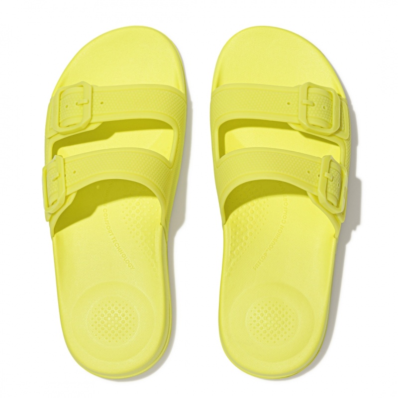 Light Green Fitflop Iqushion Rubber Tpu Slides Women's Slides | UAE-6317-NOTJY