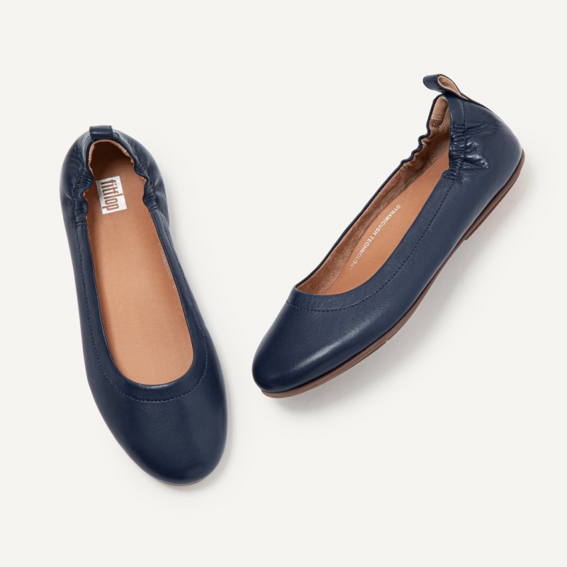 Navy Fitflop Allegro Soft Women's Ballet Flats | UAE-9675-ZMYDF