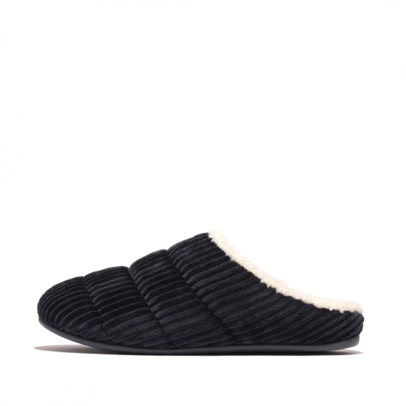 Navy Fitflop Chrissie Corduroy Polyester Women\'s Slippers | UAE-6281-OERLD