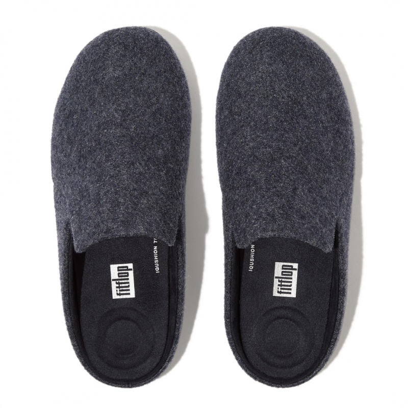 Navy Fitflop Chrissie Felt Polyester Women's Slippers | UAE-0312-NJXIH