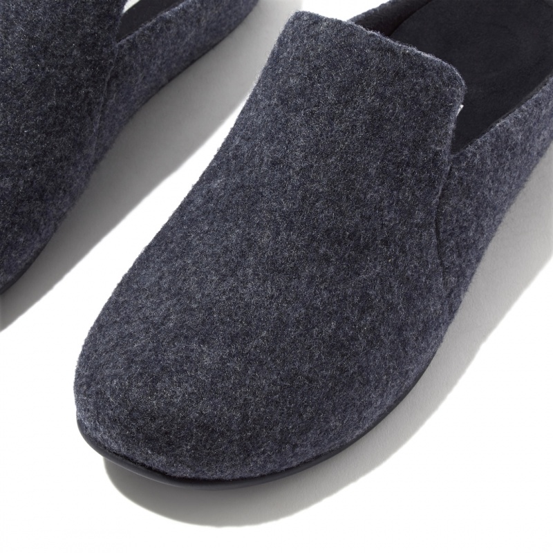 Navy Fitflop Chrissie Felt Polyester Women's Slippers | UAE-0312-NJXIH