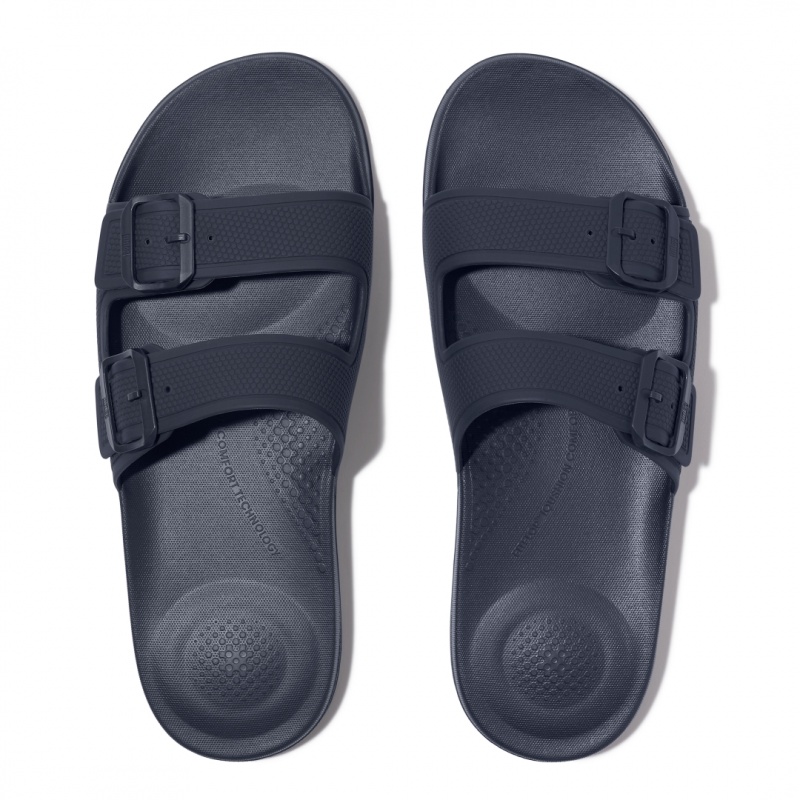 Navy Fitflop Iqushion Rubber Men's Sandals | UAE-7205-ZPGBT