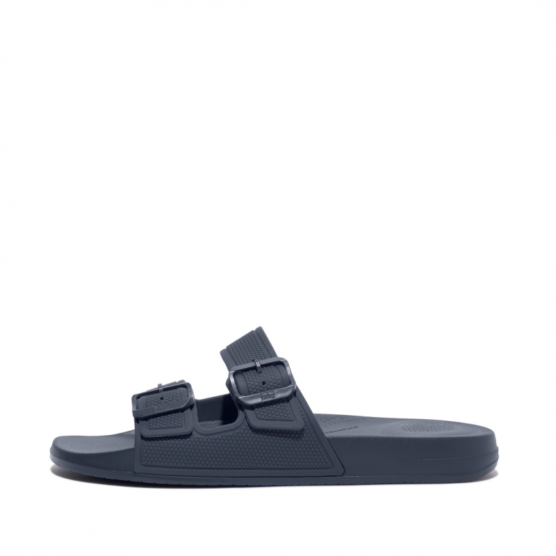 Navy Fitflop Iqushion Rubber Men\'s Sandals | UAE-7205-ZPGBT