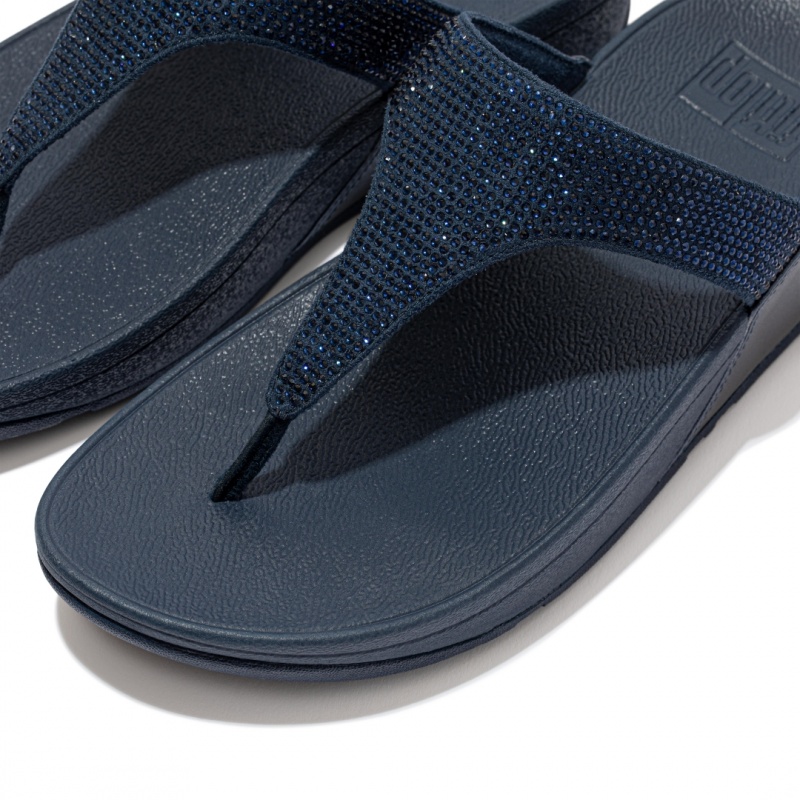 Navy Fitflop Lulu Microfibre Faux (Pu) Toe Thongs Women's Thongs | UAE-7295-KXJNY