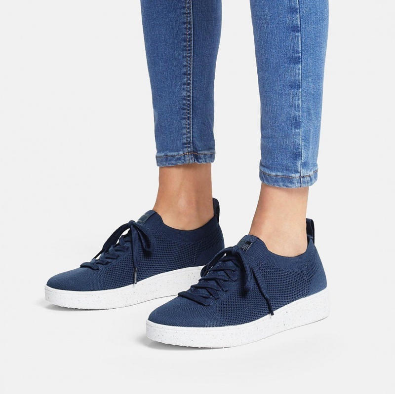 Navy Fitflop Rally E01 Multi Knit Women's Sneakers | UAE-8965-CZLWY