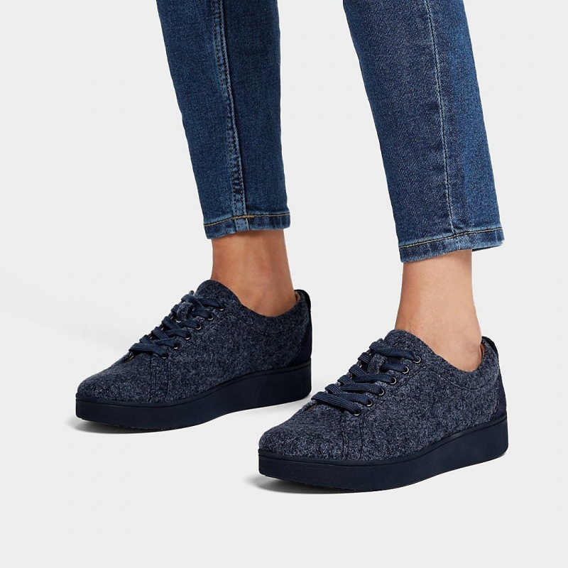 Navy Fitflop Rally Merino Wool Women's Sneakers | UAE-9170-KRJIW