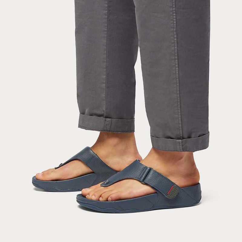 Navy Fitflop Trakk Ii Toe Men's Thongs | UAE-4983-HJLIE