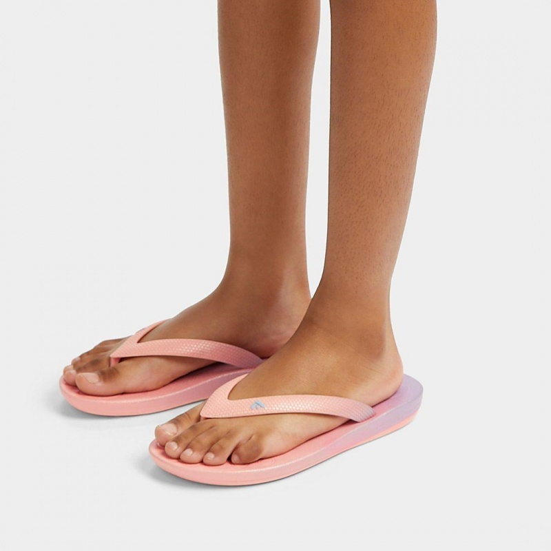 Pink Fitflop Iqushion Rubber Kids' Flip Flops | UAE-2795-PNQFG