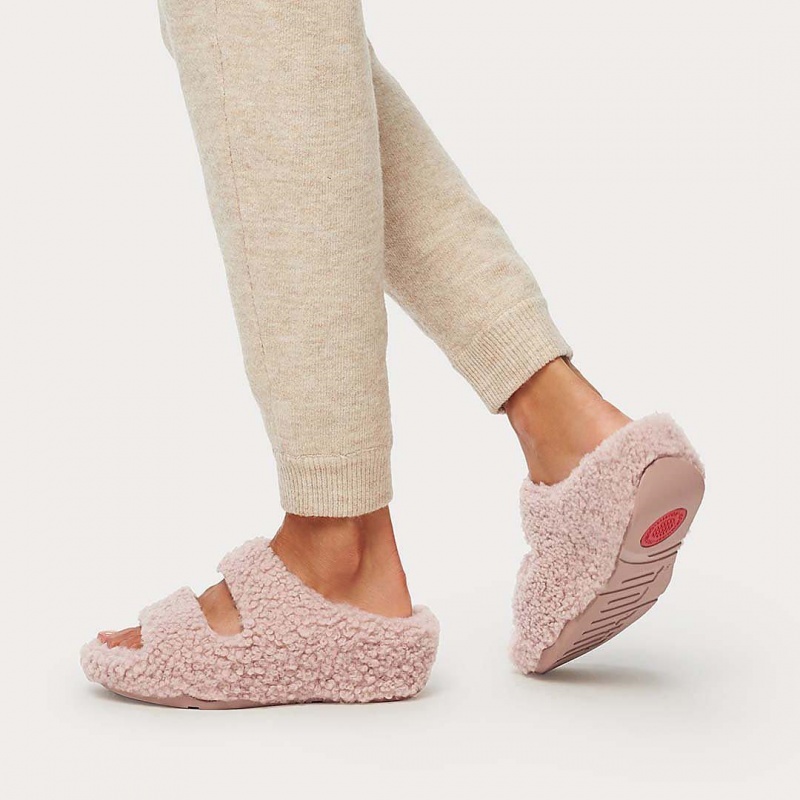 Pink Fitflop Shuv Wool Shearling Women's Slippers | UAE-2167-JNECP