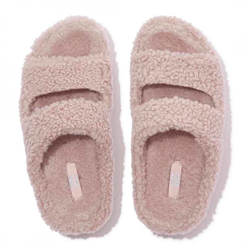 Pink Fitflop Shuv Wool Shearling Women's Slippers | UAE-2167-JNECP