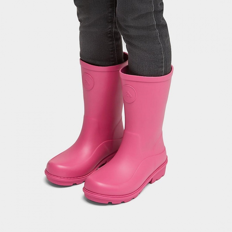 Pink Fitflop Wonderwelly Natural Mix Welly Kids' Rubber Boots | UAE-1243-YJZTR