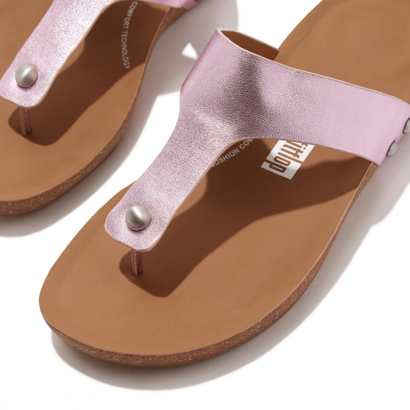 Purple Fitflop Iqushion Leather Thongs Women's Toe-Post Sandals | UAE-2764-LFPKX