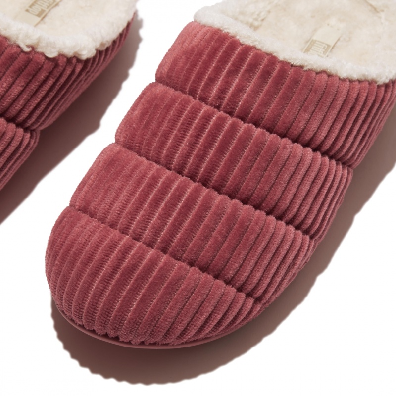 Red Fitflop Chrissie Corduroy Polyester Women's Slippers | UAE-0529-SMTLD