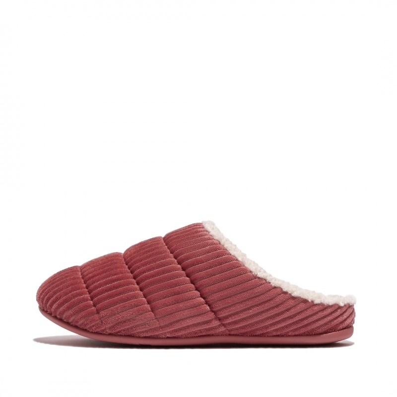 Red Fitflop Chrissie Corduroy Polyester Women\'s Slippers | UAE-0529-SMTLD