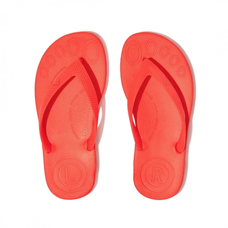 Red Fitflop Iqushion Rubber Kids' Flip Flops | UAE-7964-NHKJC