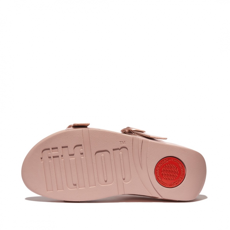 Rose Gold Fitflop Lulu Leather Women's Slides | UAE-5104-OWLGU