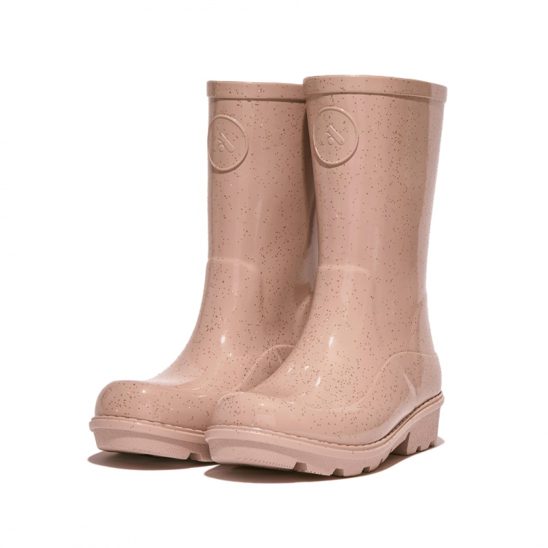 Rose Gold Fitflop Wonderwelly Natural Mix Welly Kids' Rubber Boots | UAE-9615-JYKHN