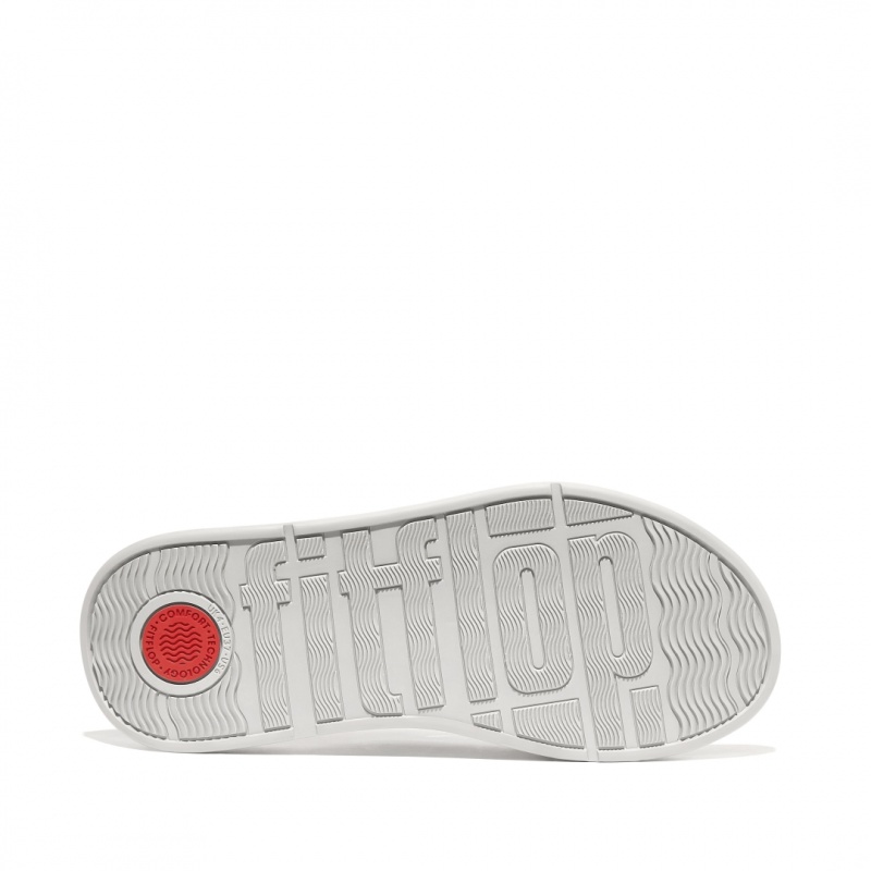 Silver Fitflop F-Mode Leather Women's Slides | UAE-7490-EGYTK