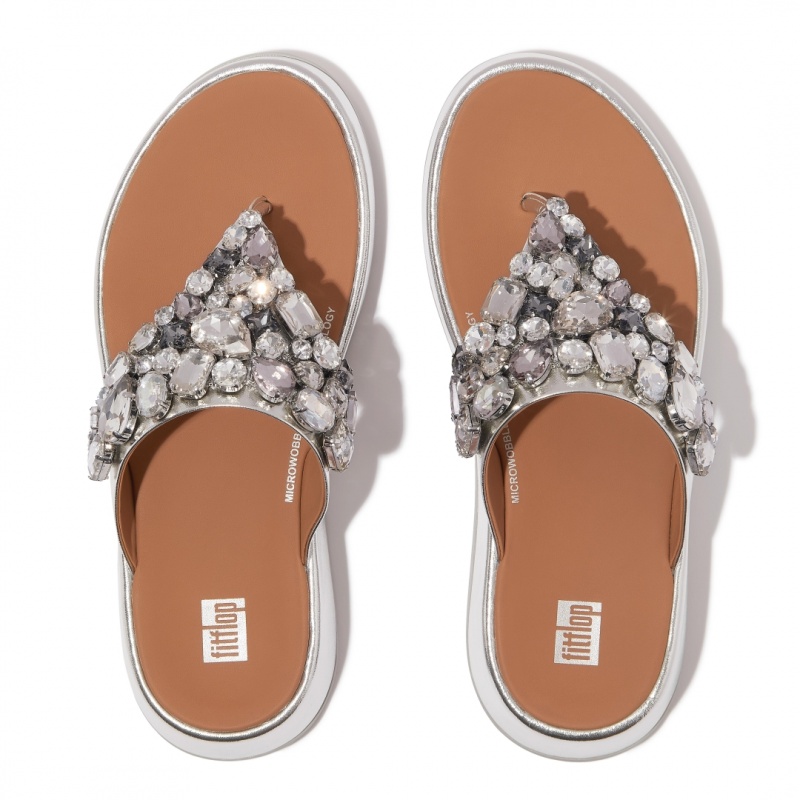 Silver Fitflop F-Mode Women's Flip Flops | UAE-0268-EVOSD