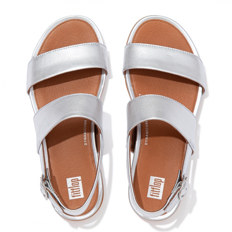 Silver Fitflop Gracie Leather Women's Back-Strap Sandals | UAE-3568-JIRDP