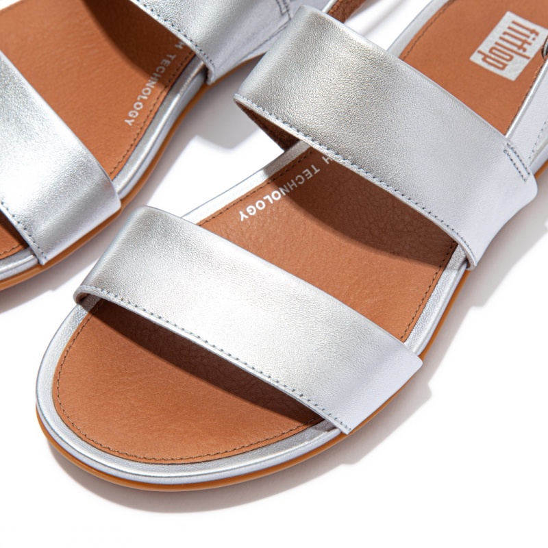 Silver Fitflop Gracie Leather Women's Back-Strap Sandals | UAE-3568-JIRDP