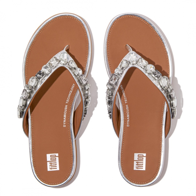 Silver Fitflop Gracie Women's Flip Flops | UAE-0637-WGYMT