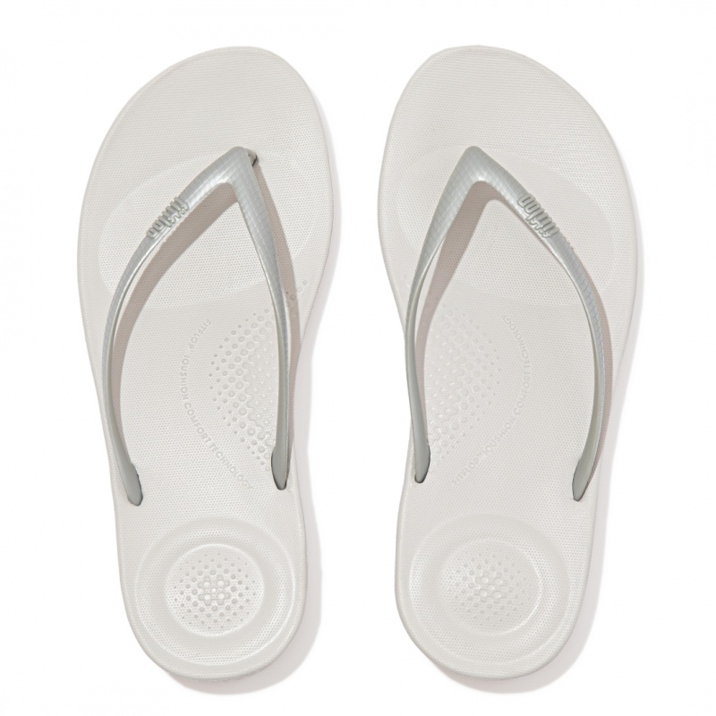 Silver Fitflop Iqushion Ergonomc Women's Flip Flops | UAE-3810-KBYRM