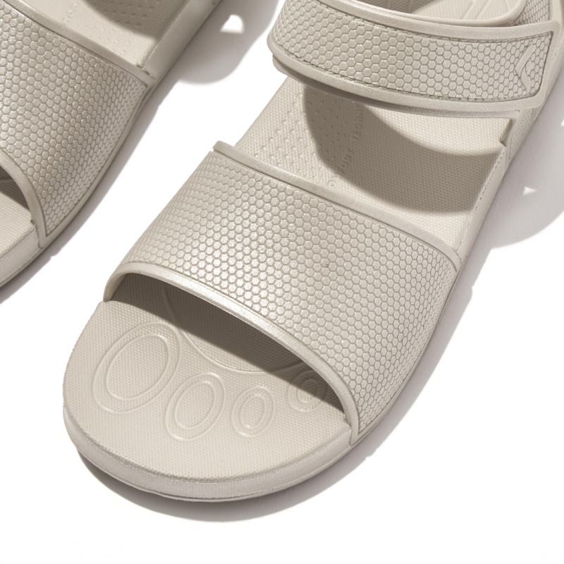 Silver Fitflop Iqushion Rubber Kids' Back-Strap Sandals | UAE-5783-SEMOP