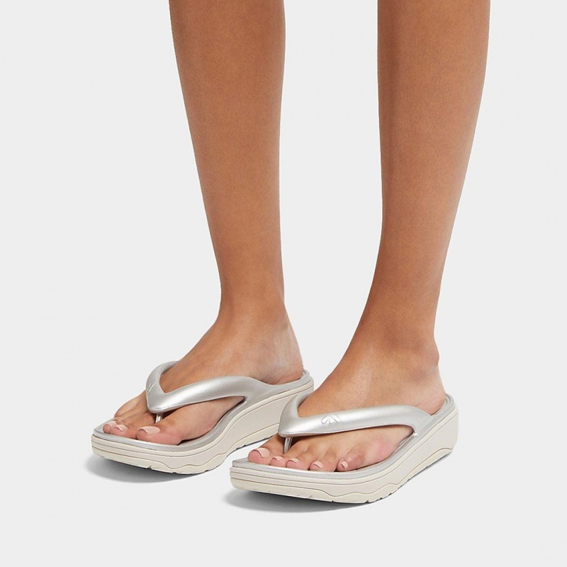 Silver Fitflop Relieff Eva Tpu Thongs Women's Toe-Post Sandals | UAE-3972-SWDIJ