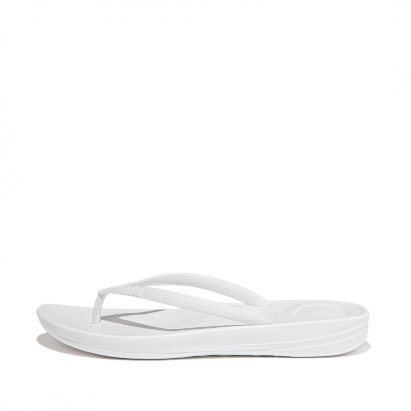 White Fitflop Iqushion Ergonomc Women\'s Flip Flops | UAE-9573-BTXZJ