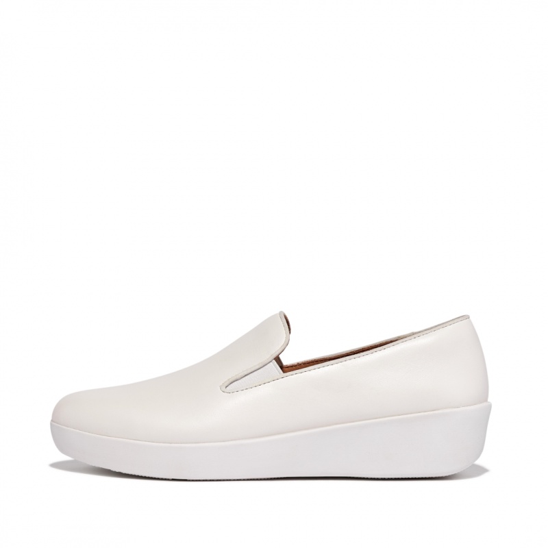 White Fitflop Superskate Wipe Clean Women\'s Loafers | UAE-6928-OZTSE