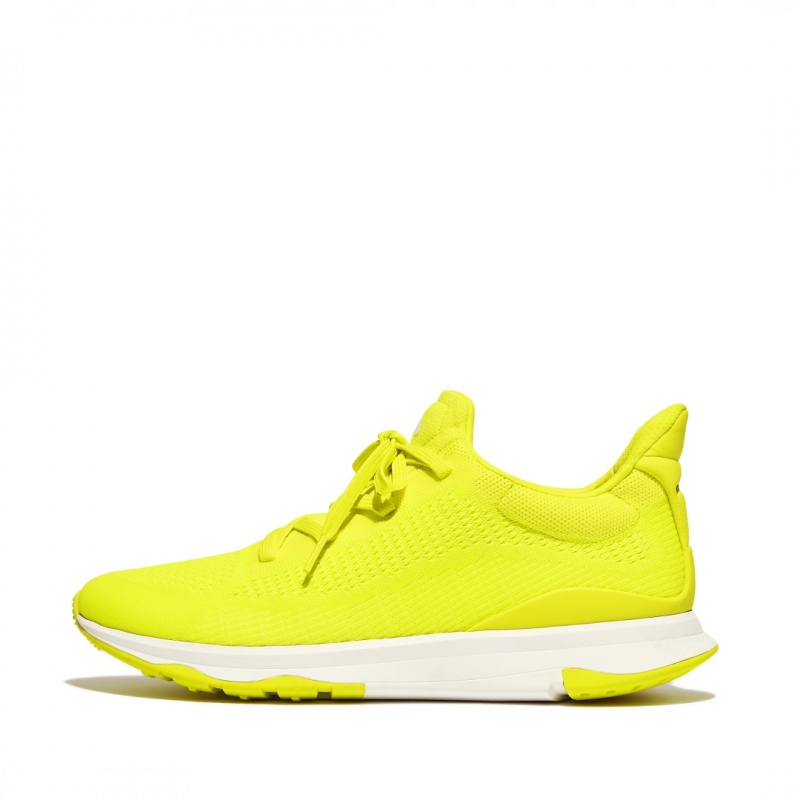 Yellow Fitflop Vitamin-Ffx Polyester Knit Lycra Tpu Men\'s Sneakers | UAE-9853-JHLIE