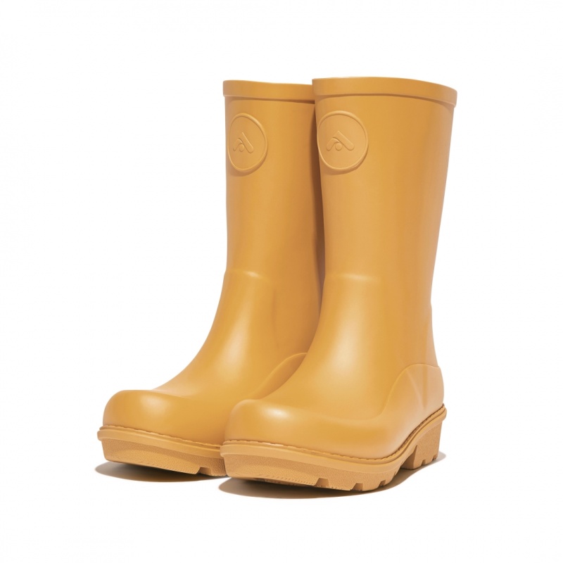 Yellow Fitflop Wonderwelly Natural Mix Welly Kids' Rubber Boots | UAE-7280-TSVGA